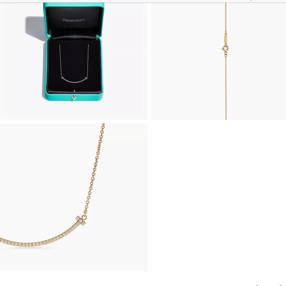 Tiffany T Smile Pendant in yellow gold with diamonds necklace